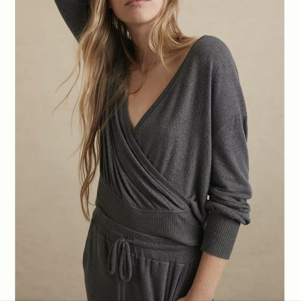 Anthropologie Amadi Rocio Faux Wrap Top Sz.XS NWT Grey - Picture 1 of 10